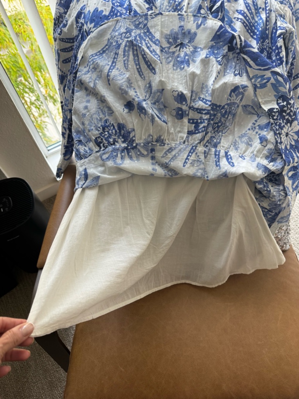 FARM Rio White Mini Dress with Blue Floral Print XS - Picture 9 of 10